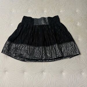 Candie's M Striped Black Silver Sparkle‎ Mini Skirt Flair Lined Y2K Trendy Glam